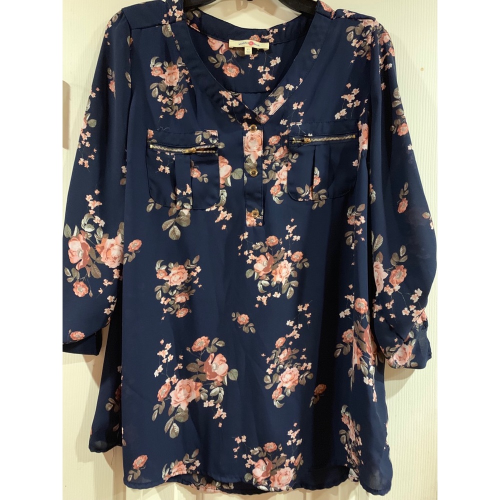 Blue floral blouse